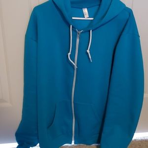 American Apparel - Teal zip up hoodie 2XL